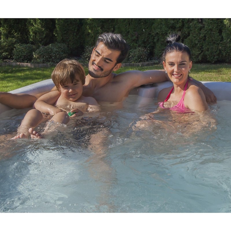 Buenospa Chicago 7 - Person 50 - Jet Hot Tub, Ice White with Ozone and LED Lights - 85 x 85 x 36