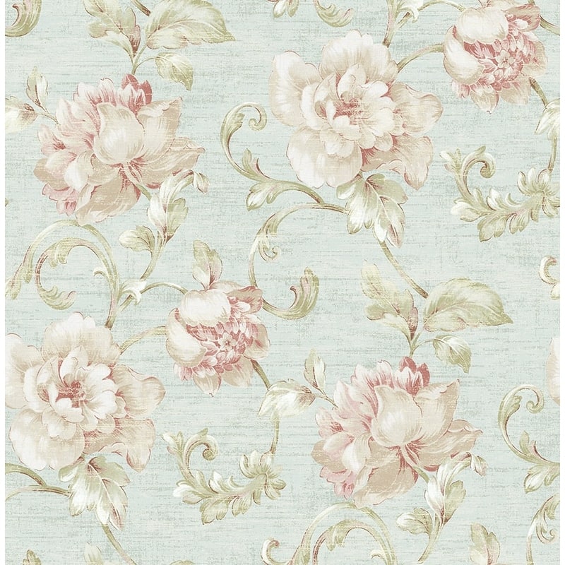 Seabrook Design Rhea Floral Scroll Unpasted Wallpaper