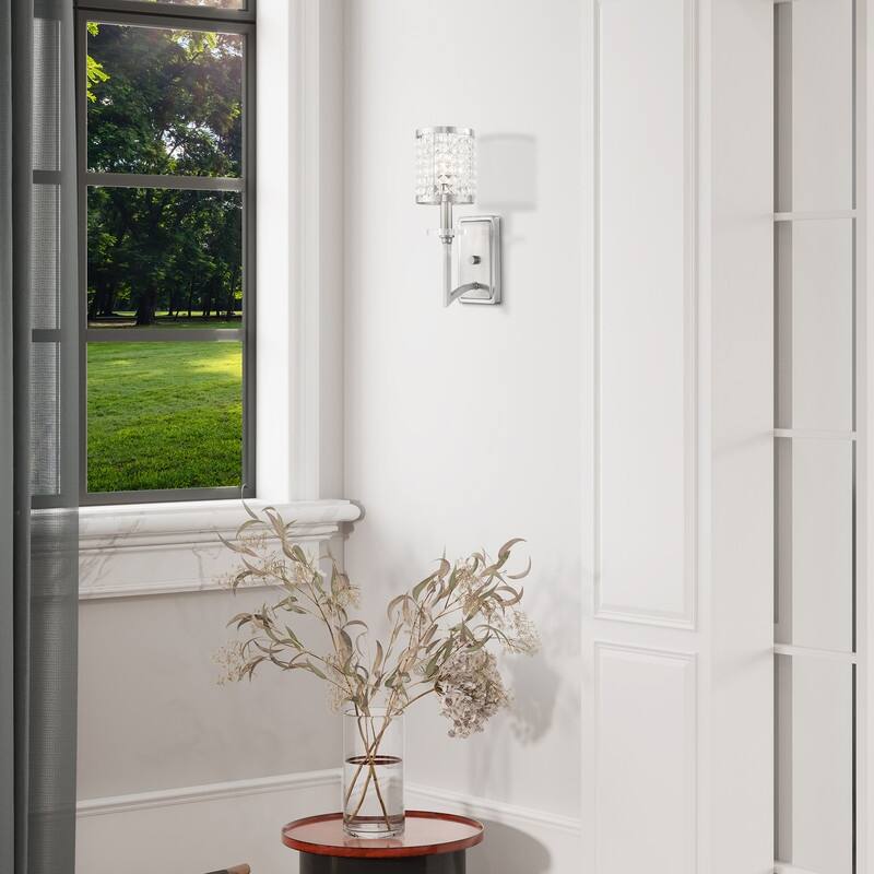 Livex Lighting 1-Light Brushed Nickel Wall Sconce, 50561-91 - 5" W 15" H 6.5" EXT