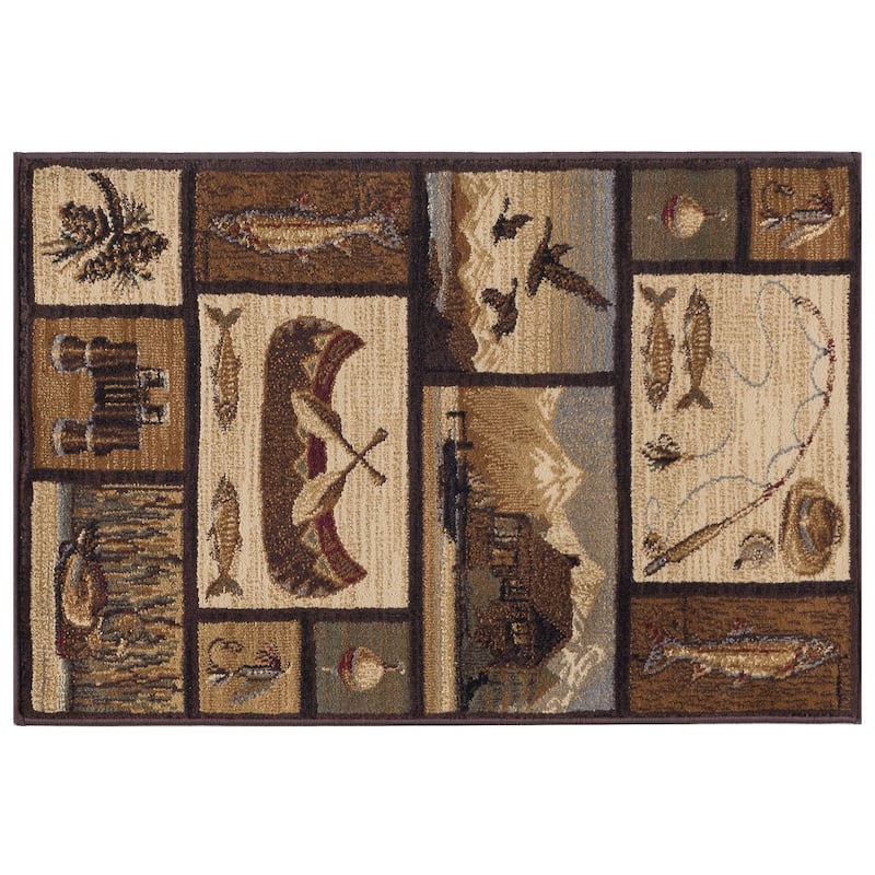 Natural Lodge Novelty Graphic Indoor Area Rug