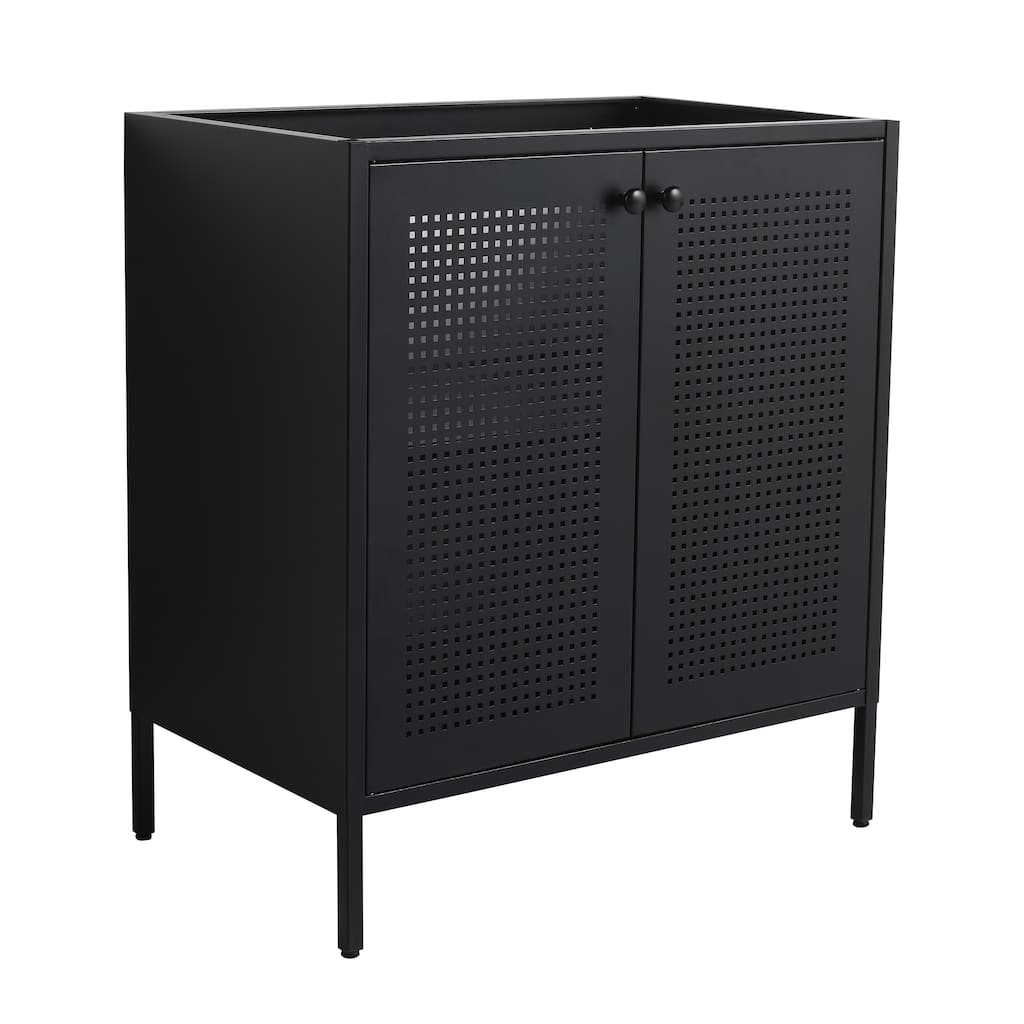 30 Inch Freestanding Bathroom Vanity Base with Adjustable Shelf and Punch-Hole Doors, Excluding Top Sink