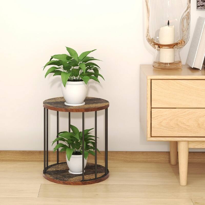 Wooden Stool Set of 2 for Kids - 11.81"D x 11.81"W x 13.58"H