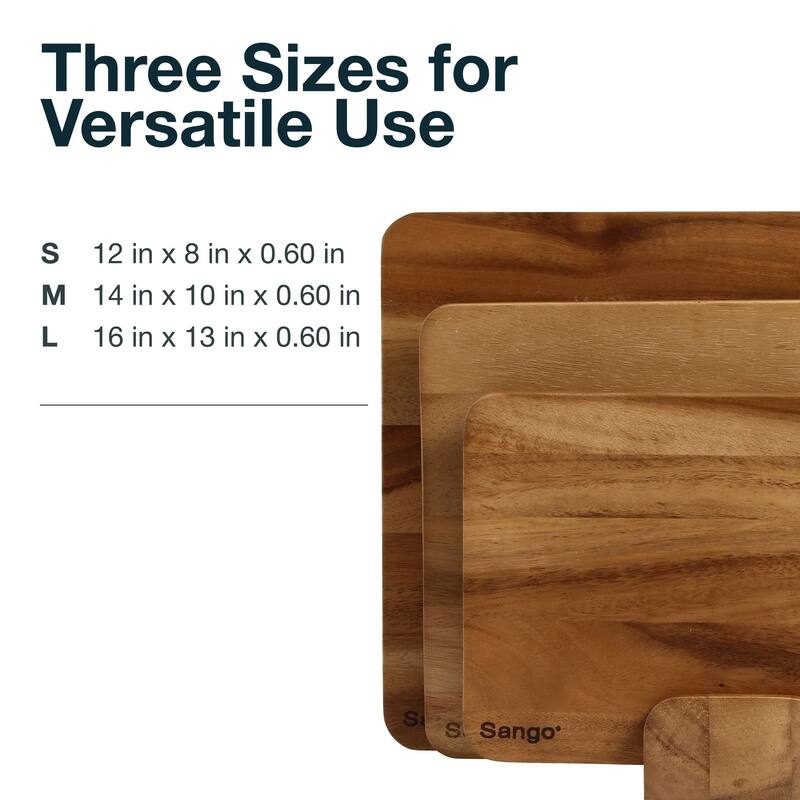 Sango Atelier Acacia Wood 3-Piece Cutting Board Set with Stand- Kitchen Chopping Boards for Meat, Vegetables & Charcuterie