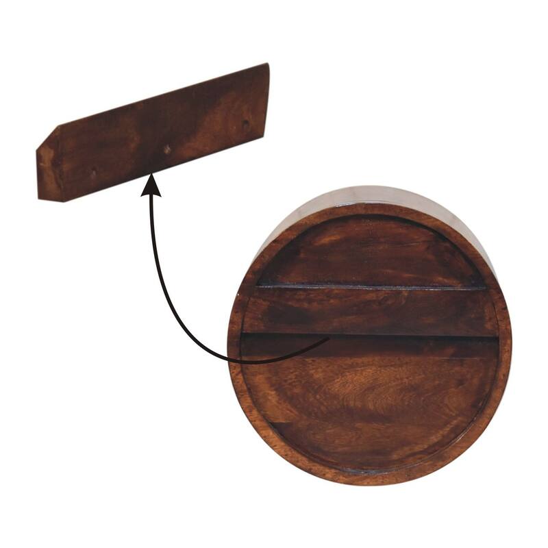 Solid Wood Floating Circle Chestnut Bedside