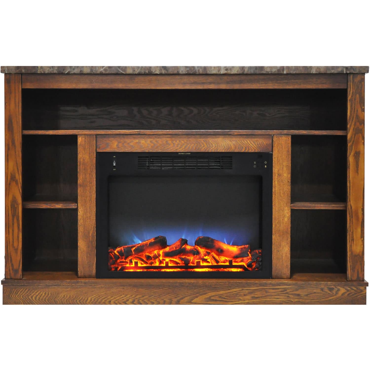 Cambridge 47 In. Electric Fireplace with a Multi-Color LED Insert and Walnut Mantel