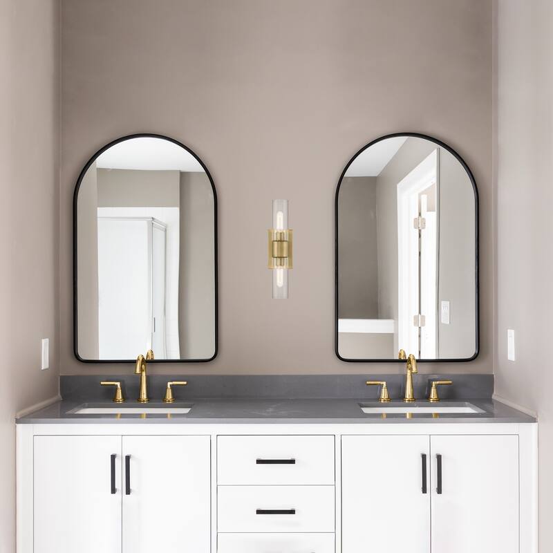 Anton 17.5 in. 2-Light Old Satin Brass Transitional Wall Sconce Light