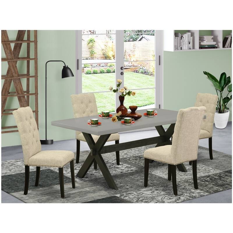 5-Piece Rectangular Dining Set - Kitchen Dinette Table with 4 Upholstered Chairs - 72