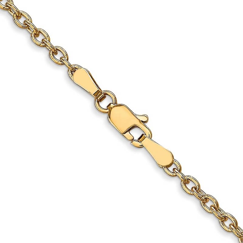 Curata 10k Yellow Gold 2.4mm Round Open Link Cable Chain Necklace (Lobster)