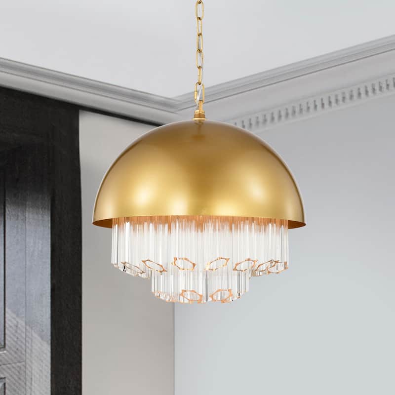 Wiskass 15 Inch Ripped Glass Shade Pendant Lighted Chandelier
