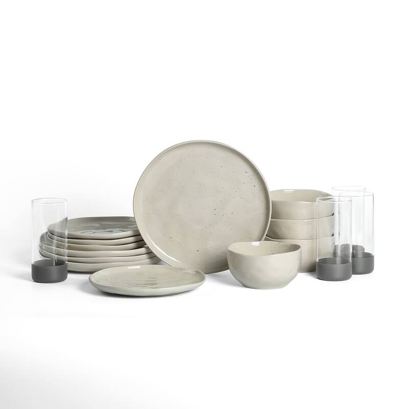 Stone Lain Mirella Stoneware, Borosilicate Glass Dinnerware Set