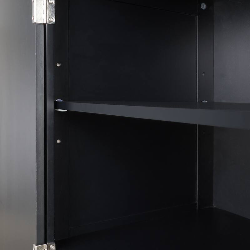 Tall Bathroom Storage Cabinet, Freestanding Storage Cabinet with Two Drawers and Adjustable Shelf, MDF Board with Painted Finish