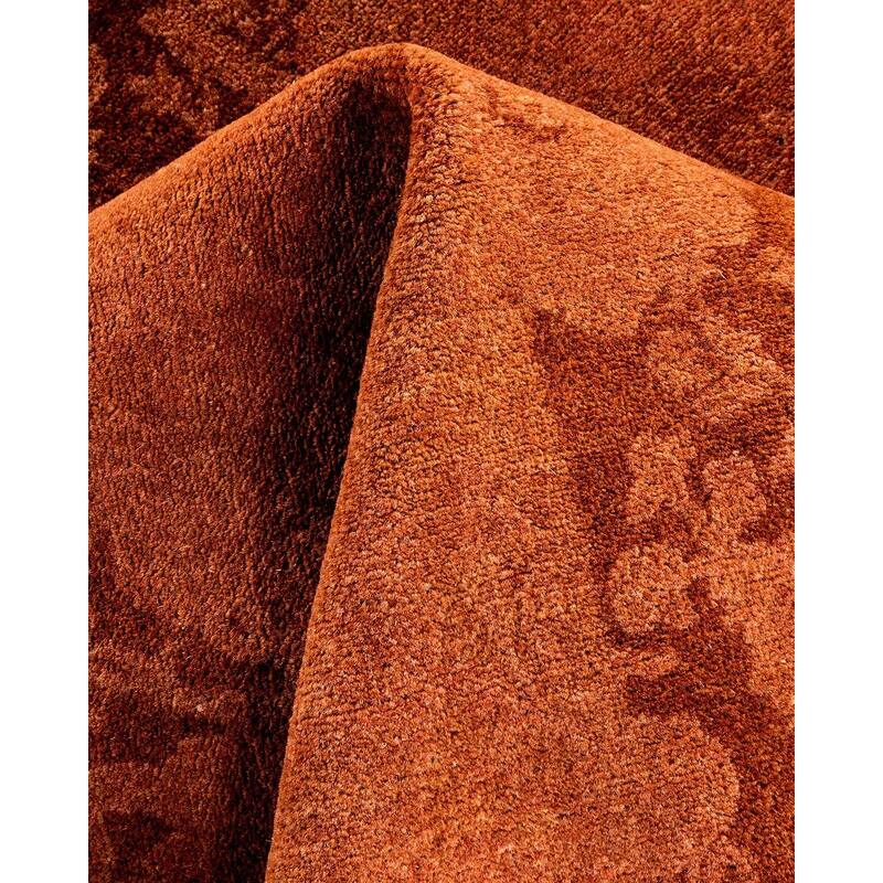Overton Hand Knotted Wool Vintage Inspired Modern Contemporary Overdyed Brown Square Area Rug - 5' 1" x 5' 1"