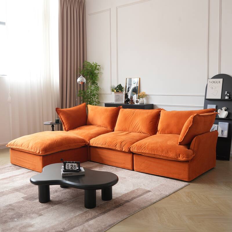 Modular Sectional Fabric Sofa,Extra Large L Shaped Couch with Reversible Chaise Modular Sectional Couch