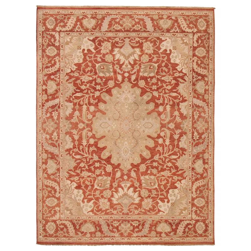 ECARPETGALLERY Hand-knotted Peshawar Oushak Copper Wool Rug - 8'9 x 11'8 - Dark Copper - 8'9 x 11'8