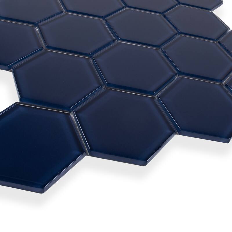 3" Beehive 10.25 in. x 11.75 in. Hexagon Glass Mesh-Mounted Mosaic Tile