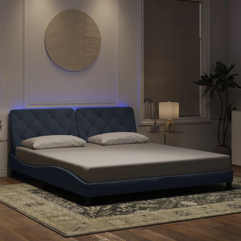 vidaXL Bed Frame with LED Lights Platform Base Mattress Foundation Velvet