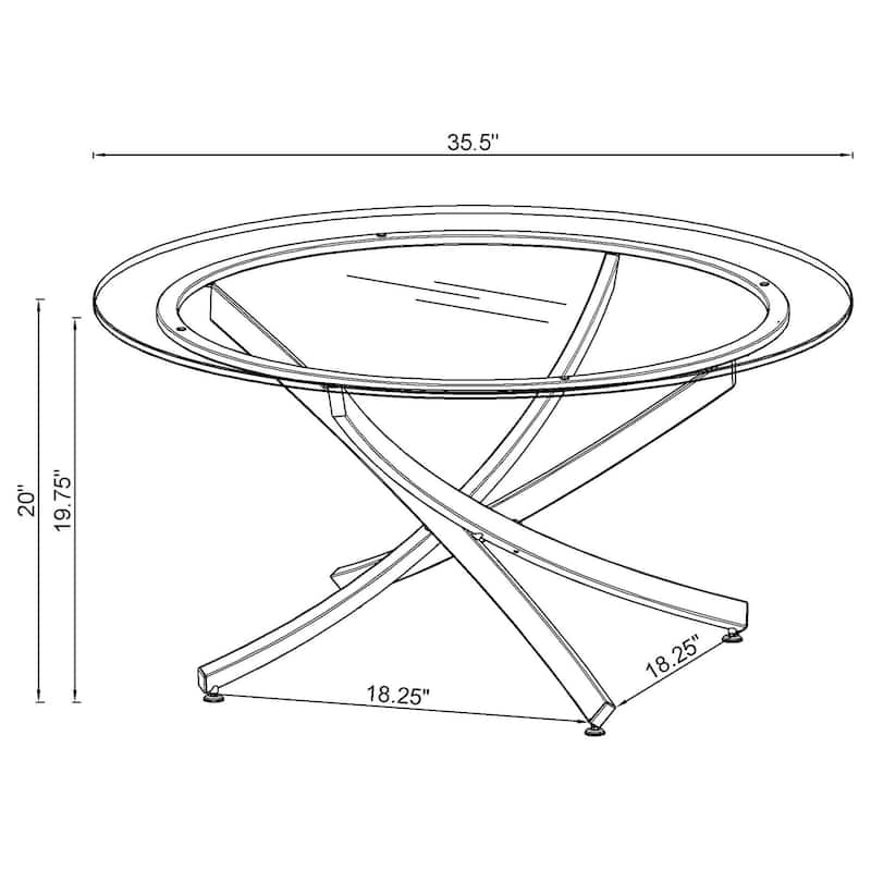 Brooke Round Glass Top Coffee Table Metal Base