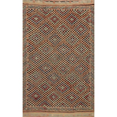 Hand Woven Oriental 100% Wool Carpet Southwestern Tribal Multi-Colored Kilim Area Rug - 9' 11'' X 6' 10''