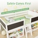 preview thumbnail 18 of 18, Kids Twin Size Low Loft Bed with Chalkboard 2 Step Ramp Ladder and 2 Tier Bookcase