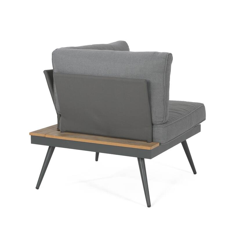 Roomfitters 4-Piece Outdoor Aluminum Patio Sofa Set with V-Shaped Sectional and Coffee Table, Gray