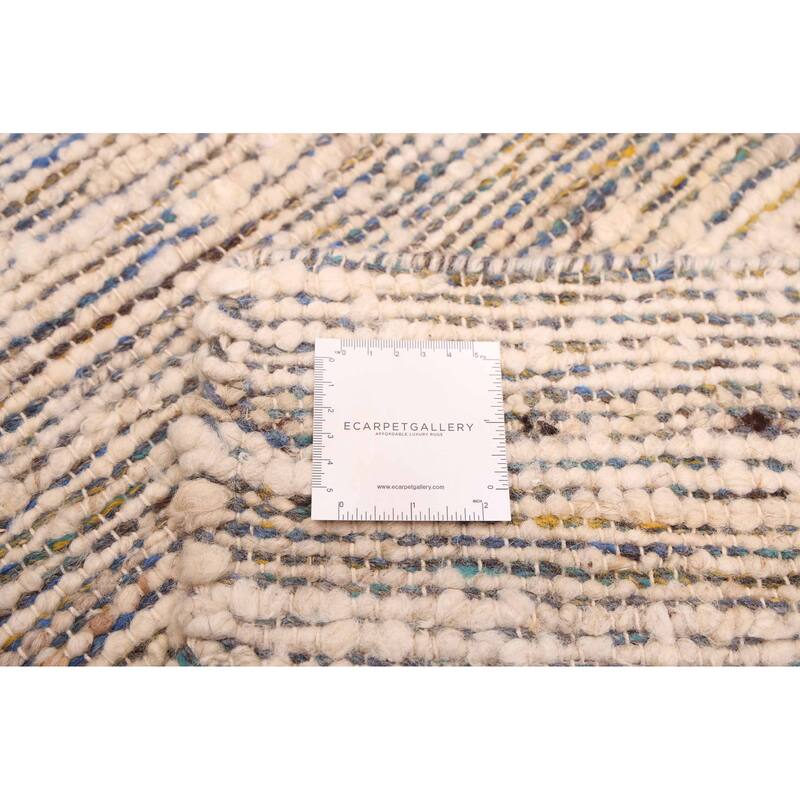 ECARPETGALLERY Braid weave Sienna Ivory Wool Kilim - 9'0 x 12'0