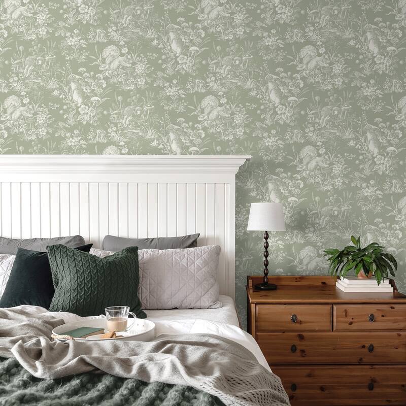 Fine Decor Eames Sage Forest Friends Wallpaper - N/A