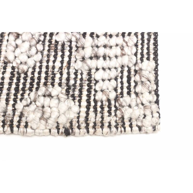 ECARPETGALLERY Braid weave Sienna Black Wool Rug - 5'2 x 7'9