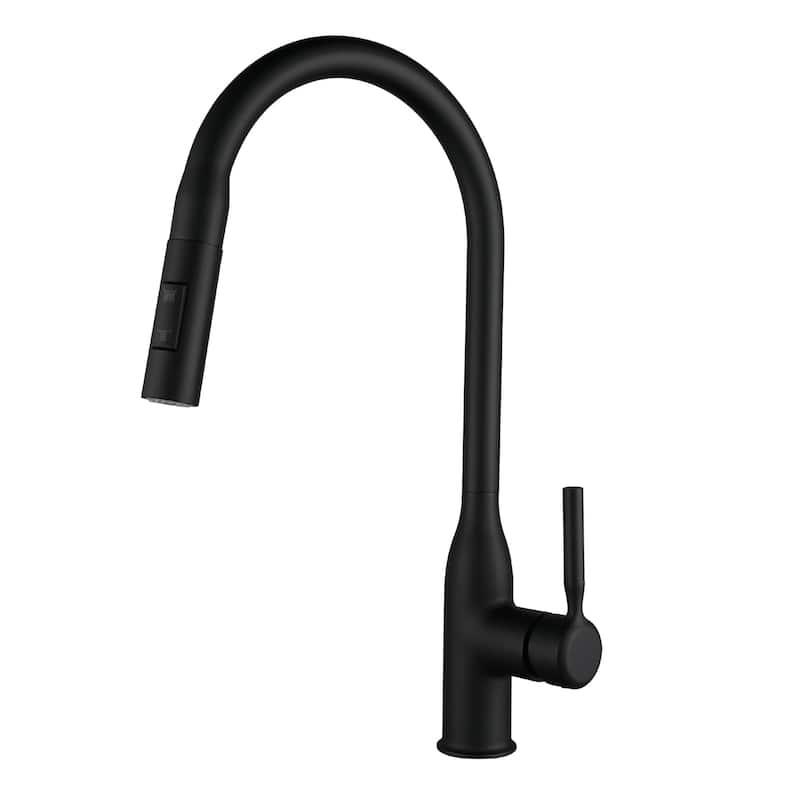 CB HOME Gold/Black/Sliver Kitchen Faucet, 17'' Kitchen Sink Faucet, Faucet for Kitchen Sink with Pull Down Sprayer, Two Function - Matte Black
