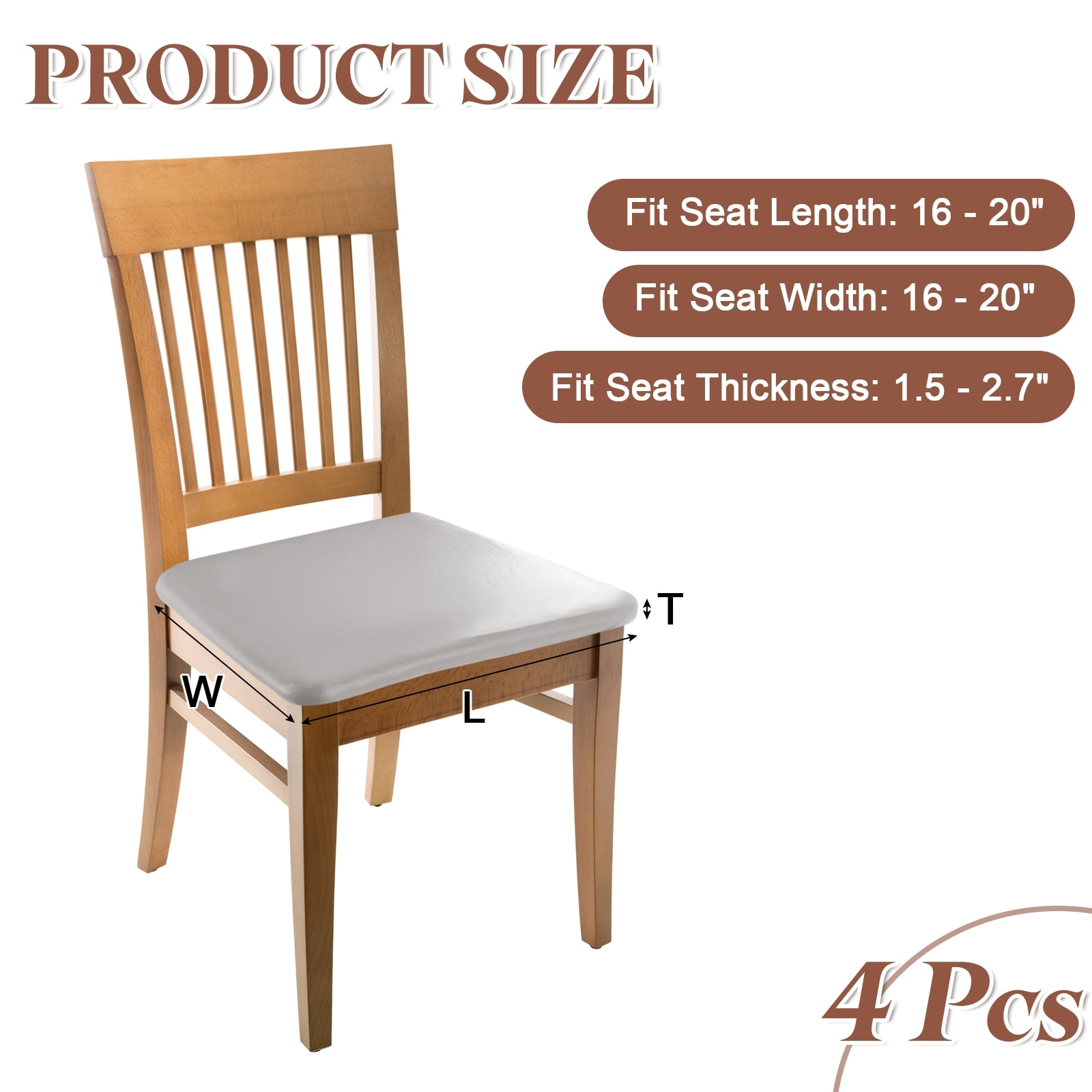PU Dining Chair Seat Covers, Stretch Chair Cushion Slipcovers, Waterproof Seat Protector for Dining Room
