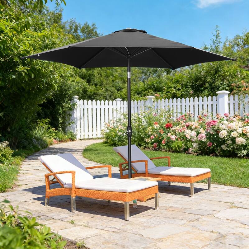 9ft Outdoor Patio Umbrella 6 Ribs with Tilt & Crank. - Black.