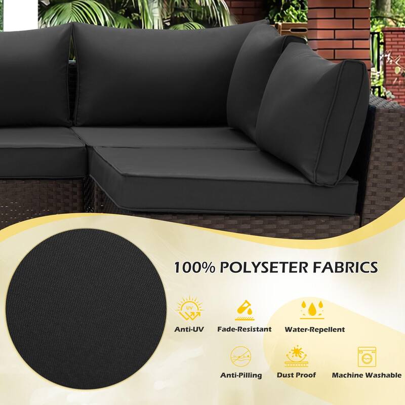 Outdoor Replacement Cushions for Patio Furniture, Waterproof & Non-Slip 4" Sofa Cushions, 6-Seat Conversation Sets, UV-Resistant