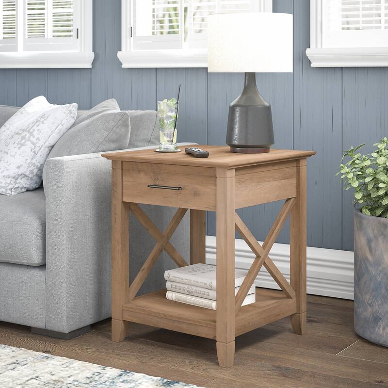 Key West End Table with Storage by Bush Furniture - Reclaimed Pine