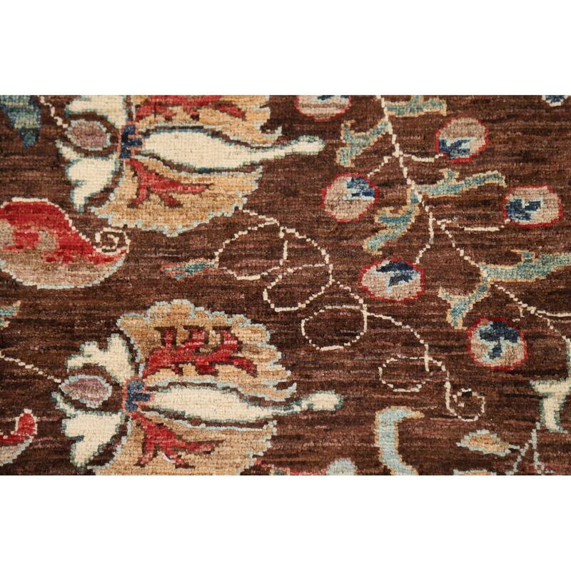 Brown Vegetable Dye Ziegler Oriental Area Rug Handmade Wool Carpet - 7'3" x 9'10"