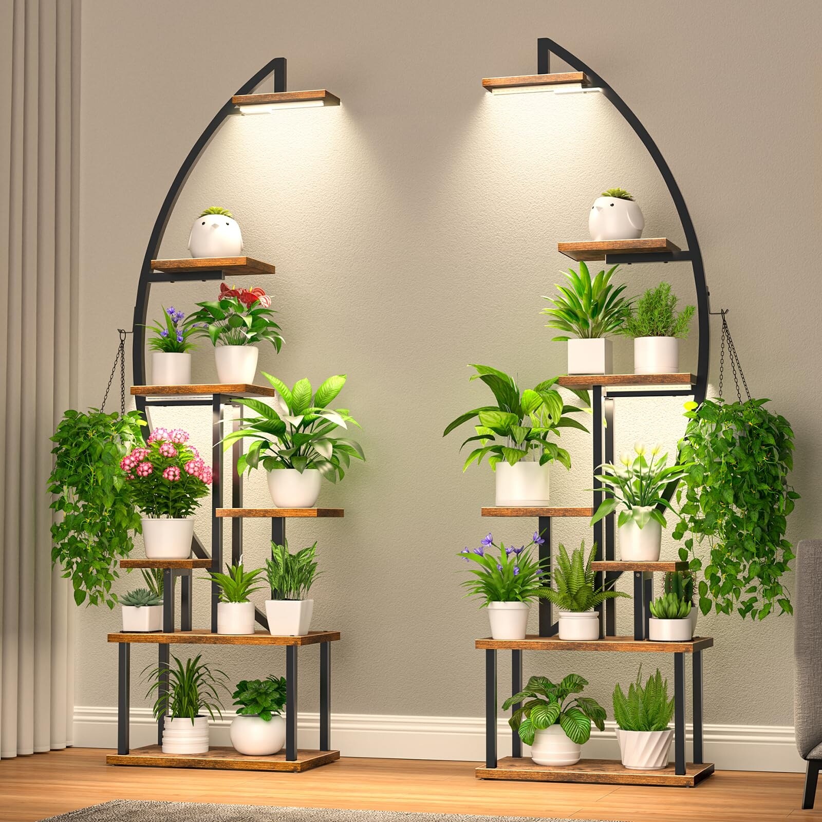 Tall Plant Stand Indoor with Grow Light 7 Tiered Metal for Plants Multiple Large Holder Display Shelf Half Moon Shape Rack Bed Bath Beyond 40489938