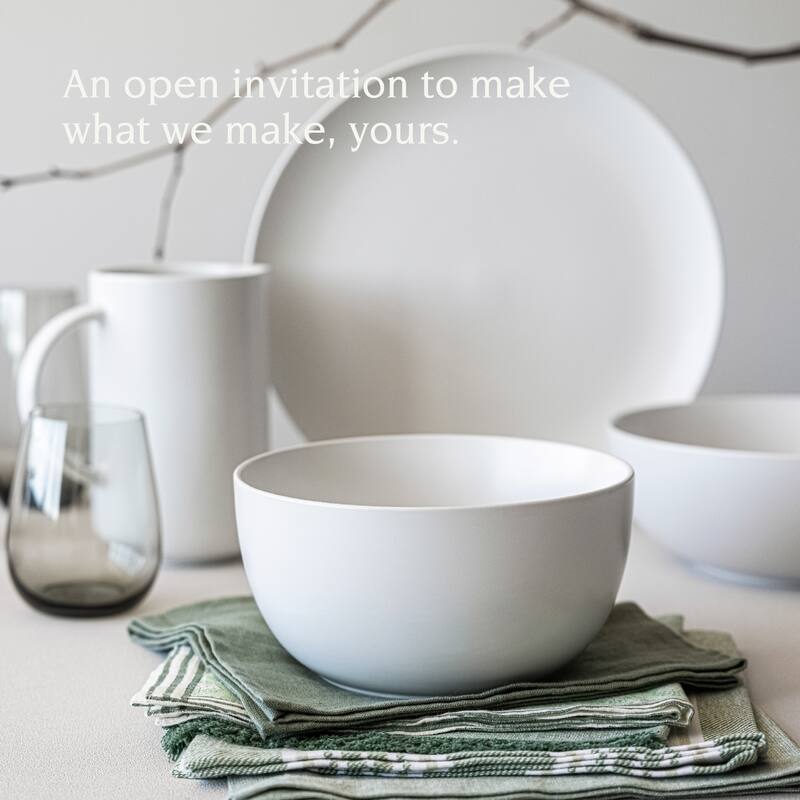 over&back Coupe Semi-Matte Stoneware Tall Serving Bowl, 2.3qt