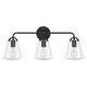 preview thumbnail 2 of 3, Voss 3 Light Matte Black Bathroom Vanity