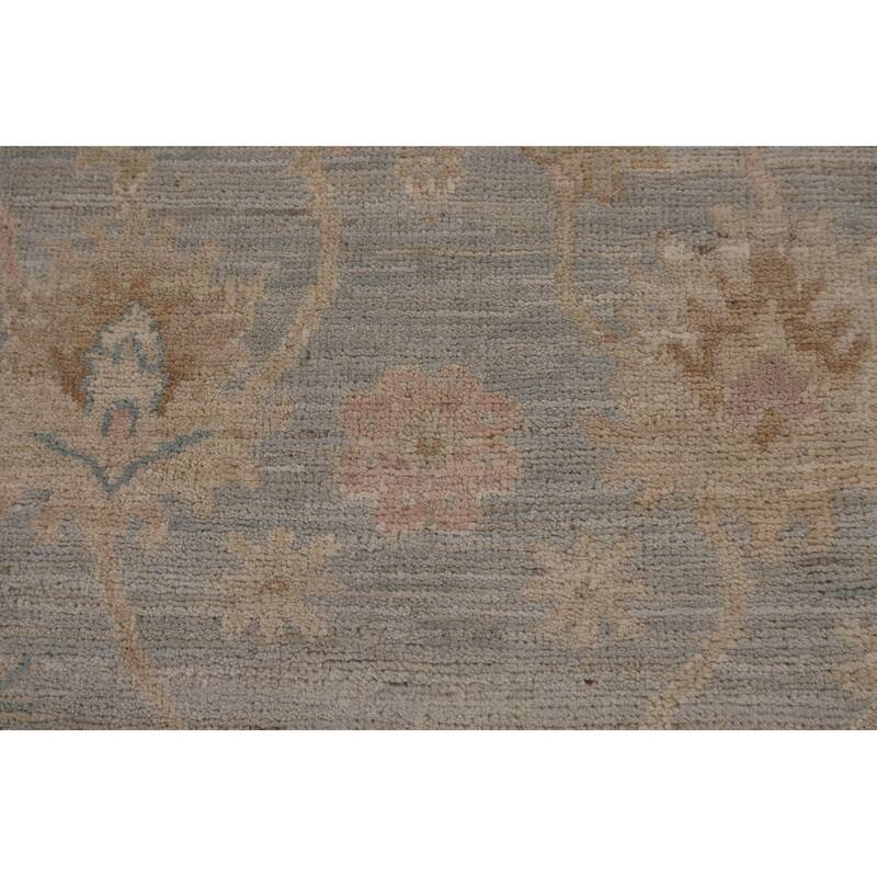 Vegetable Dye Oushak Turkish Runner Rug Handmade Floral Wool Carpet - 3'1"x 11'6"