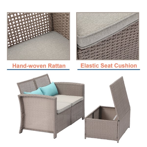 Cosiest 2 Piece Outdoor Patio Furniture Wicker Love Seat With Cushions Overstock 31500493