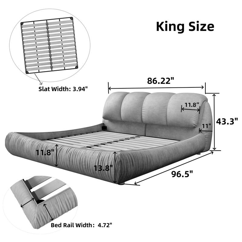 Sturdy King Size Upholstered Bed Frame with Elegant Headboard and Solid Wood Construction.