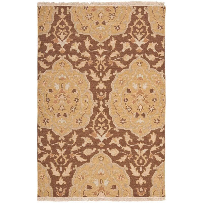 SAFAVIEH Indo Handmade Sumak Joette Flatweave Rug - 4' x 6' - Brown/Gold
