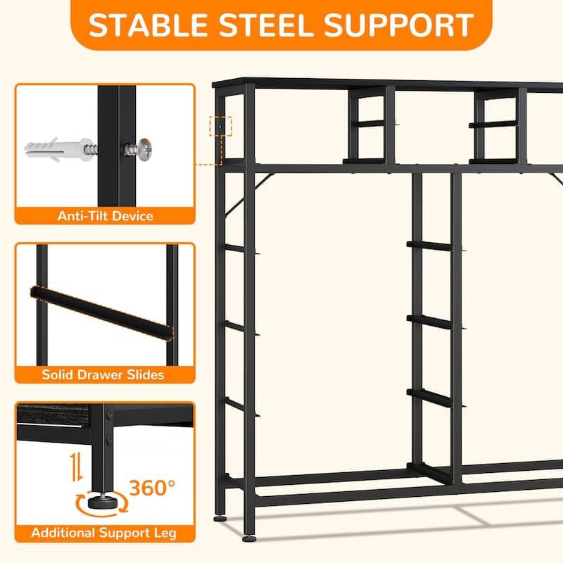 12 Drawer Dresser Fabric Tall Dressers for Bedroom Chest of Drawers