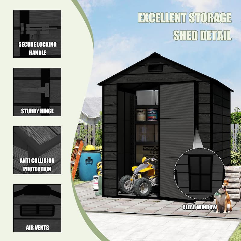 6*6ft Outdoor Storage Shed, Metal Garden Shed Tool House