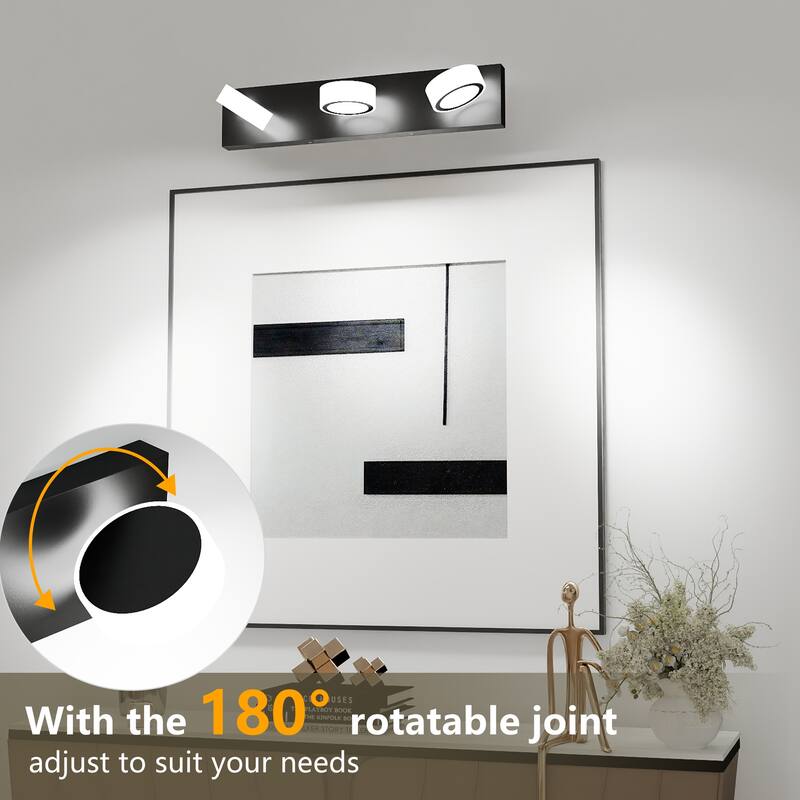 LED Modern 3 Light White Rotating Oval Acrylic with 21 Inch Vanity Light Over Mirror Lighting Fixture