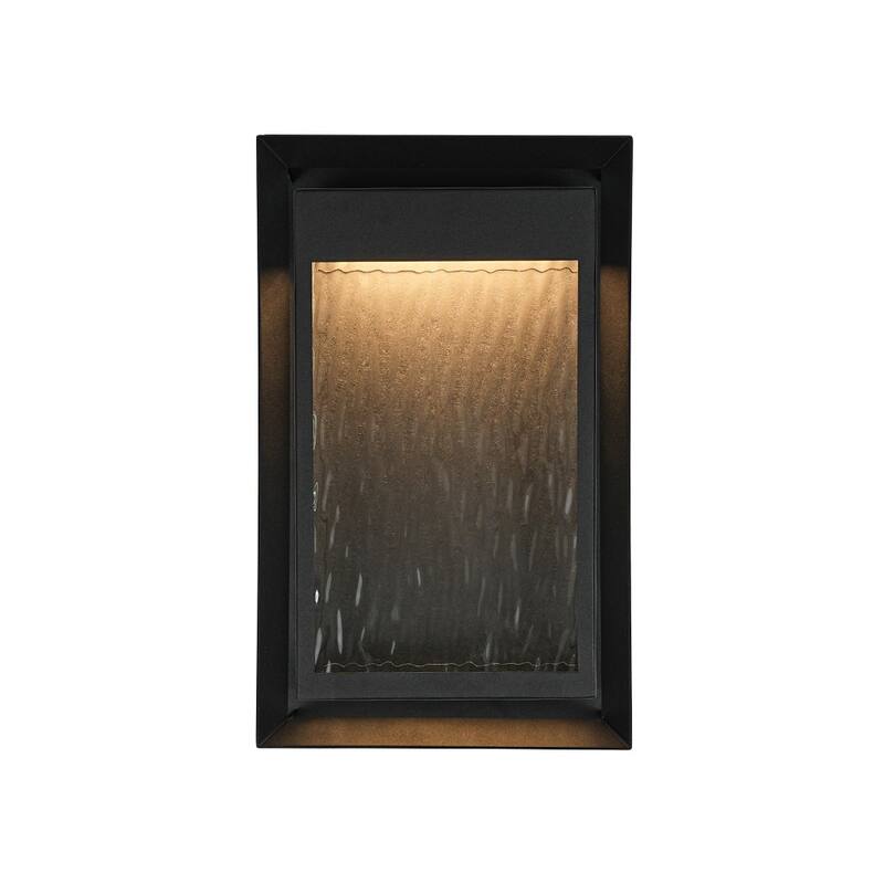 Dimmable LED Rectangle Frame Water Patterned Exterior Wall Sconce - 7.9 in