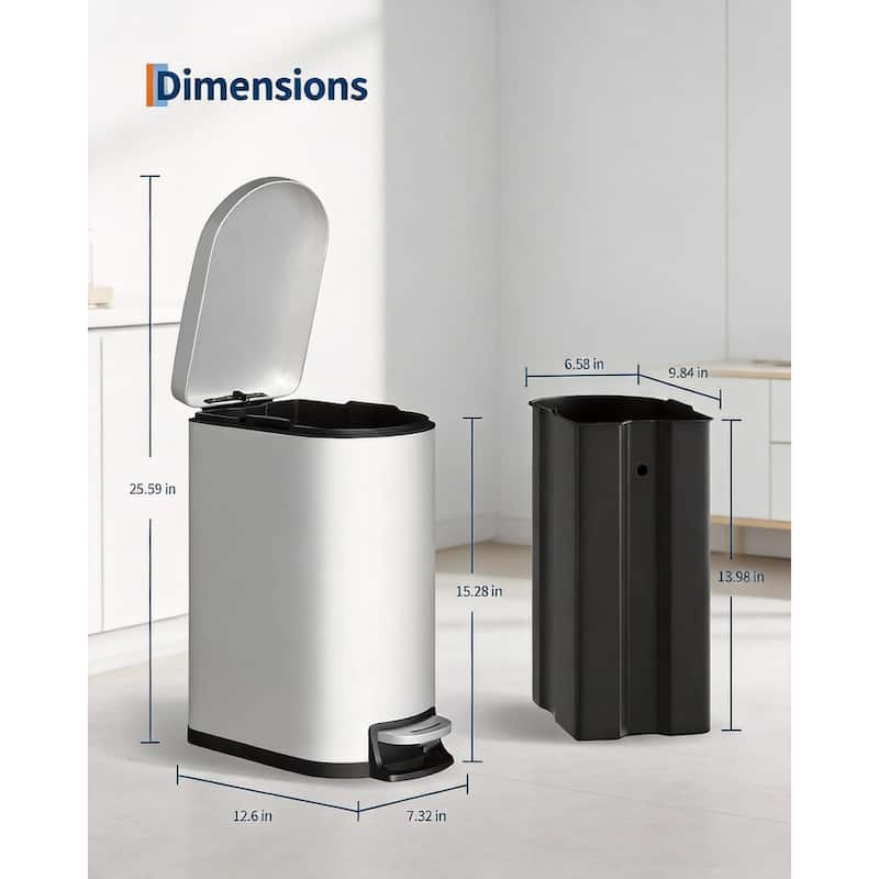 2.6 Gallon/10 Liter Slim Trash Can, with Removable Inner Bucket