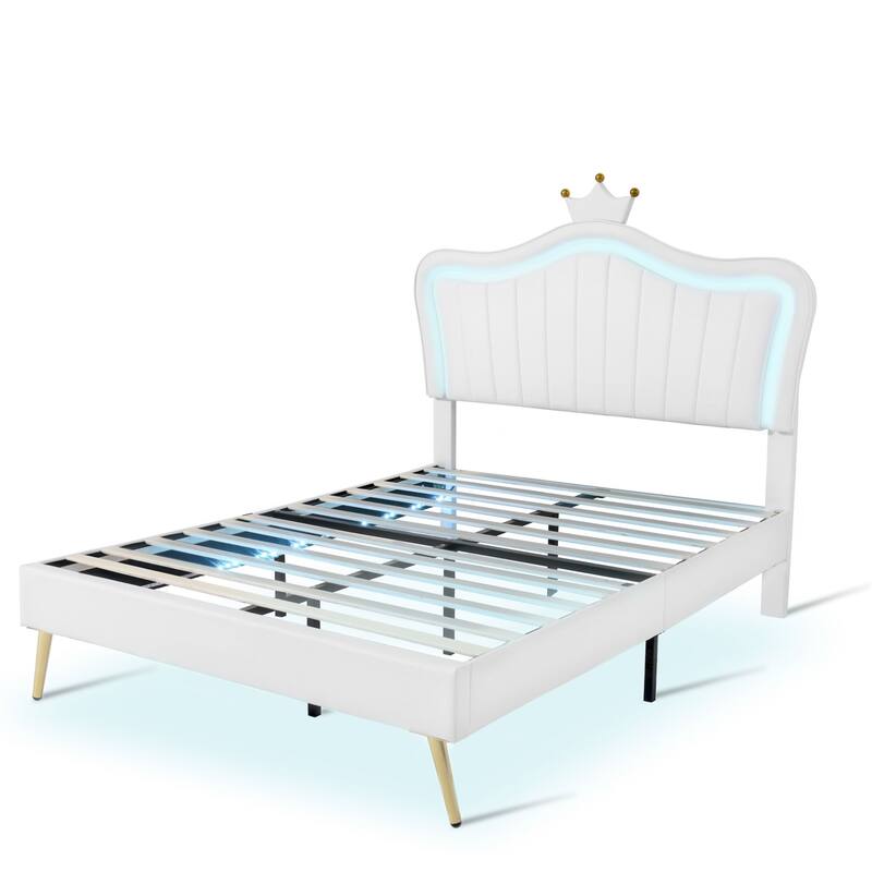 Modern Upholstered Princess Bed with Crown Headboard