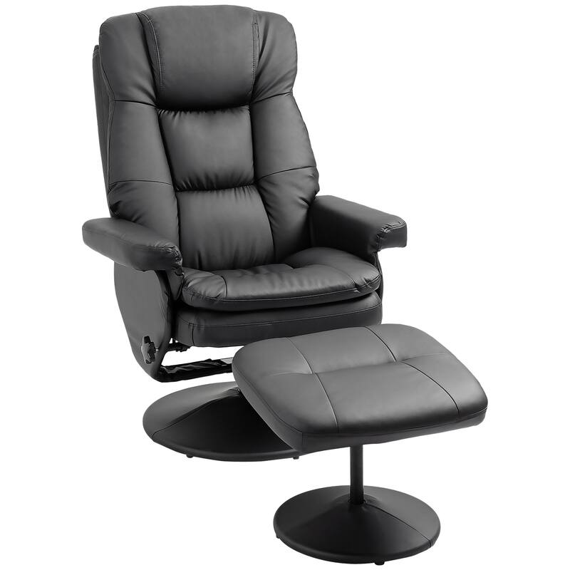 360 Swivel Recliner Chair Adjustable Recline Office Chair Soft PU Leather Computer Chair with Footrest
