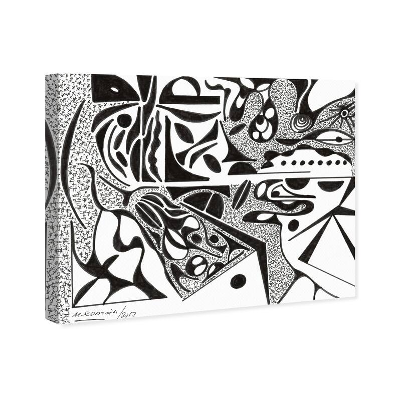 Wynwood Studio Abstract Manuel Roman - Flowing Lines Black and Modern & Contemporary Wall Art Canvas Print