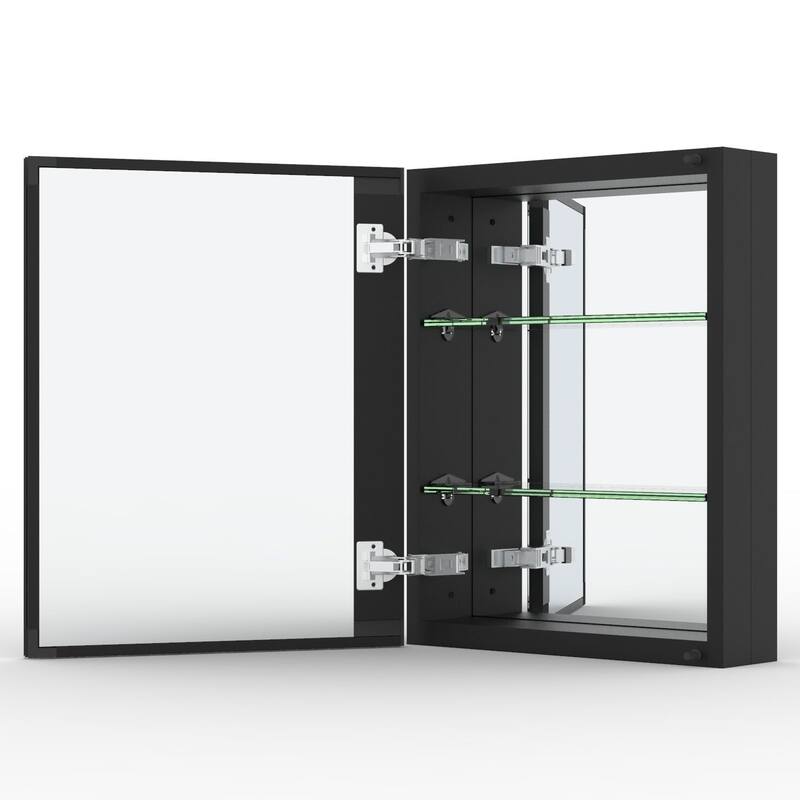 16" x 20" Rectangular Aluminum Surface Mount Medicine Cabinet with Mirror and Shelves - 16" x 20"