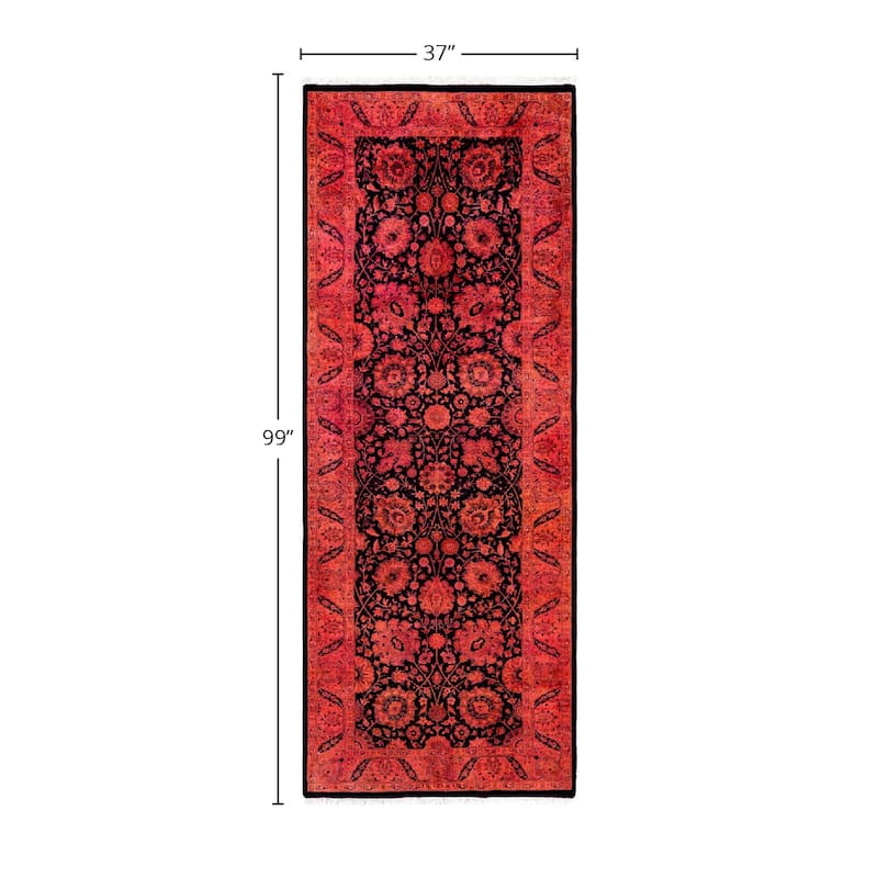 Contemporary Overdyed Wool Hand Knotted Runner - 3' 1" x 8' 3"